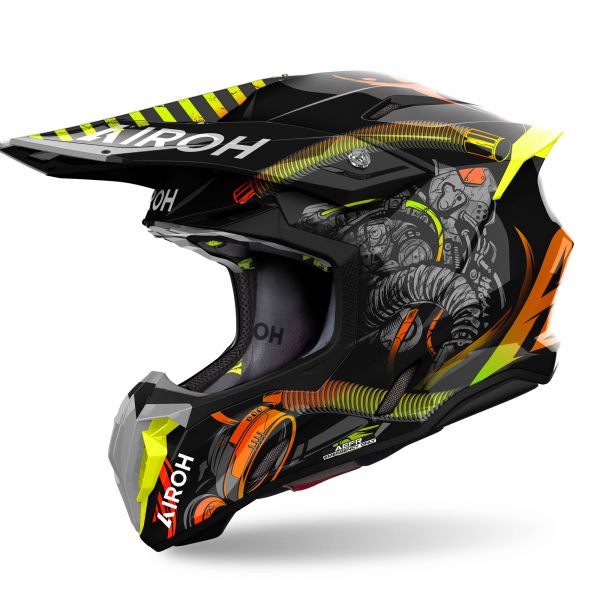 Airoh Twist 3 Toxic Crosshelm Schwarz / Orange / Grün
