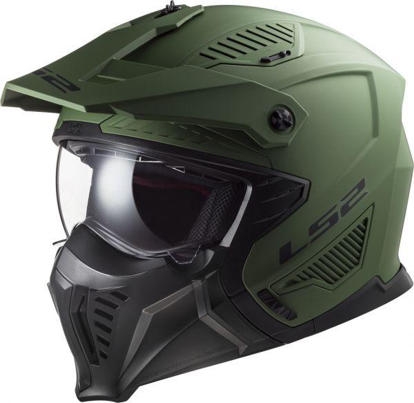 LS2 OF606 Drifter Modularhelm Solid Matt Grün