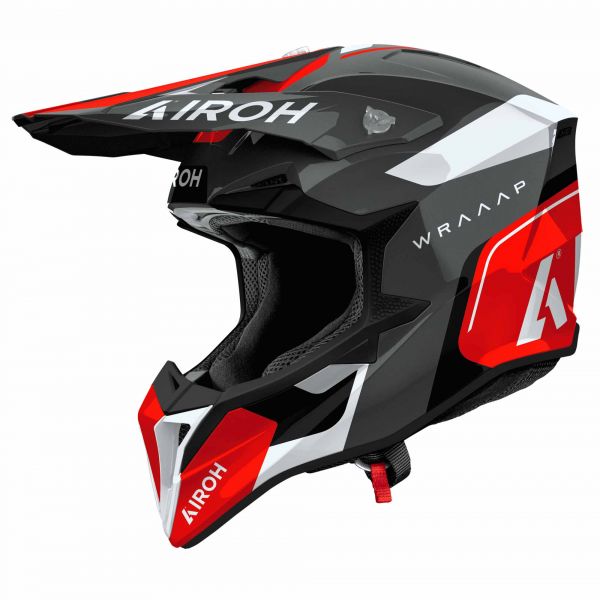 Airoh Wraaap Crosshelm Conquer Schwarz / Grau / Weiß / Rot 