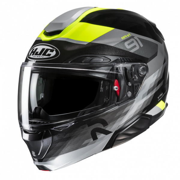 HJC RPHA 91 Klapphelm Madal MC3H Schwarz / Grau / Fluogelb