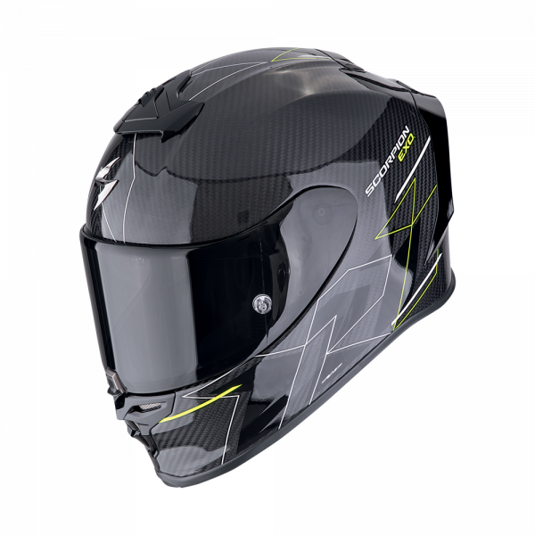 Scorpion Exo-R1 Evo Carbon Air Integralhelm Cynergy Schwarz / Neongelb (ECE 22-06)