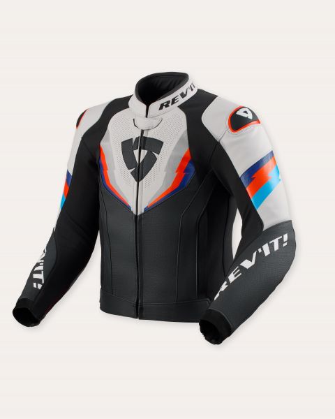 REV'IT! Quantum 3 Lederjacke Schwarz / Hellgrau