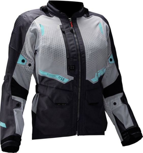 Leatt ADV FlowTour 5.5 V25 Motorradjacke Damen Dunkelgrau / Beige / Türkis