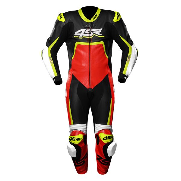 4SR Racing Inferno AR Lederkombi Schwarz / Rot / Neongelb
