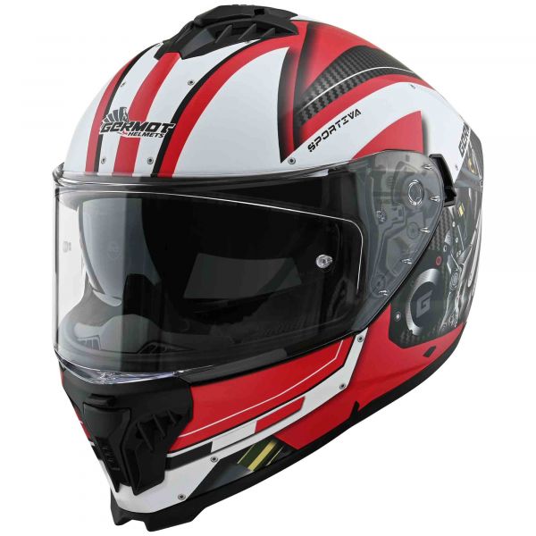Germot GM 811 Integralhelm Mattschwarz / Rot / Weiß