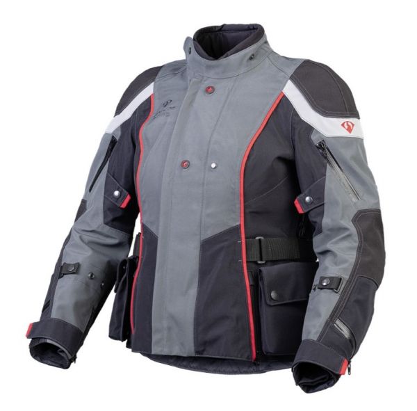 Stadler Fearless Pro Motorradjacke Damen Schwarz / Grau / Rot