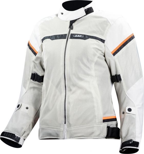 LS2 Riva Motorrad Textiljacke Damen Hellgrau / Orange