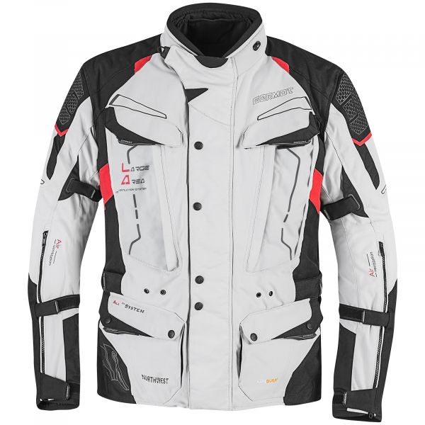 Germot NorthWest Textiljacke Hellgrau / Schwarz / Rot