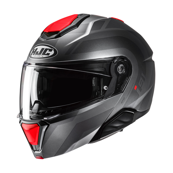 HJC i91 Klapphelm Arven MC1SF Schwarz / Anthrazit / Rot