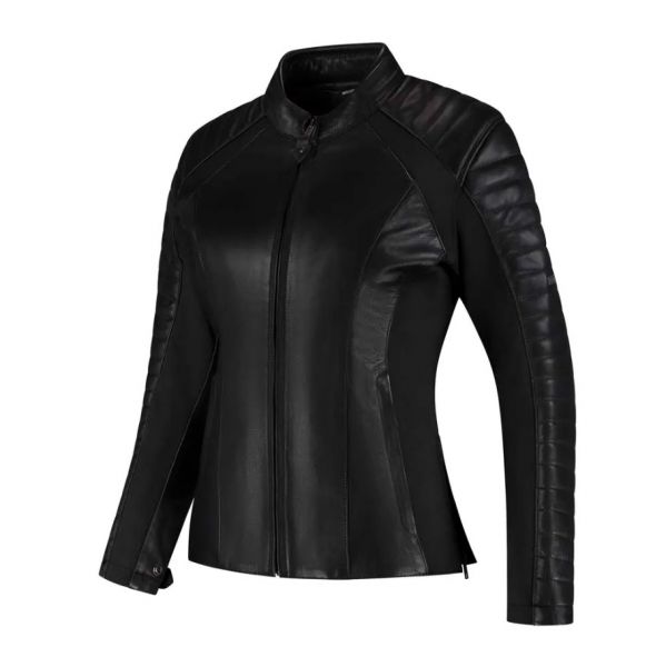 Rusty Stitches Super Donna Motorrad Lederjacke Damen Schwarz