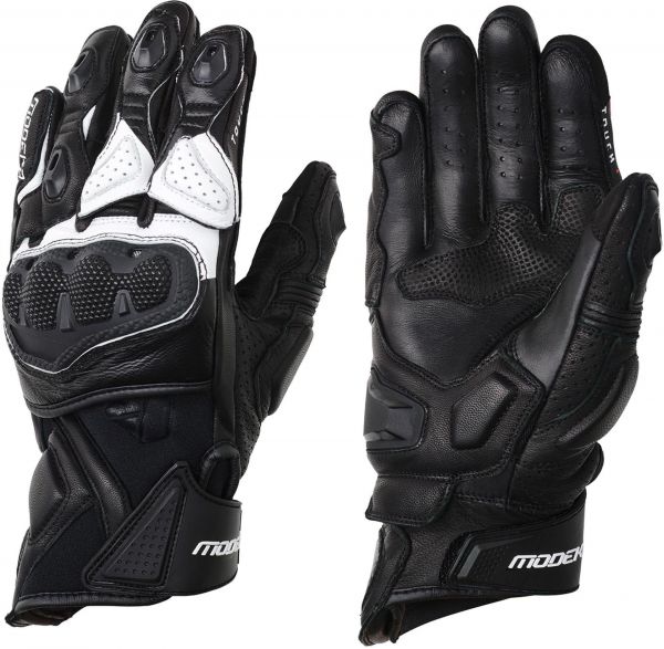 Modeka Evox Short Handschuhe Schwarz / Weiß