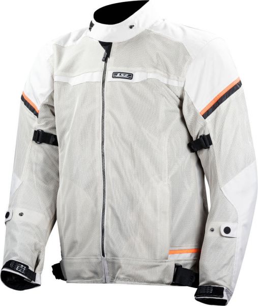 LS2 Riva Motorrad Textiljacke Hellgrau / Orange