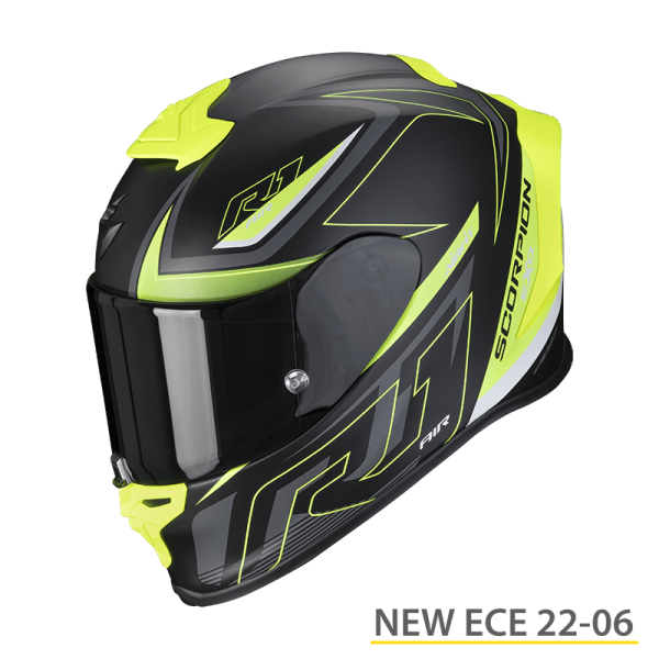 Scorpion Exo-R1 Evo Air Gaz Mattschwarz / Neongelb (ECE 22-06)