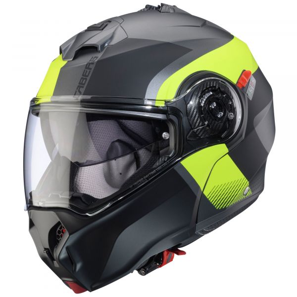 Caberg Duke Evo Indy Klapphelm Matt Gun / Schwarz / Fluogelb