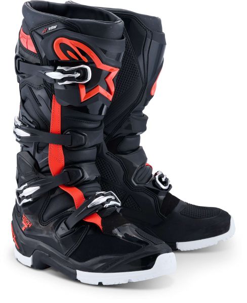 Alpinestars Tech 7 Enduro Drystar Crossstiefel Schwarz / Fluo-Rot / Weiß