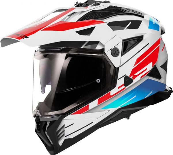 LS2 MX702 Pioneer II Adventurehelm Namib Weiß / Blau / Rot - ECE 22-06