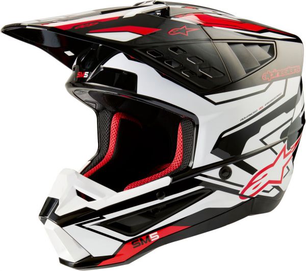 Alpinestars S-M5 Action 2 Crosshelm Schwarz / Weiß / Bright Red