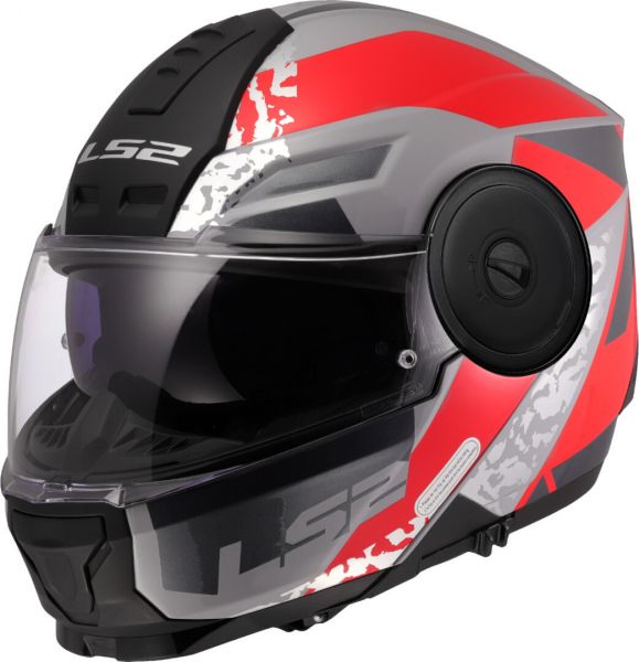 LS2 FF902 Scope II Klapphelm Oxyd Grau / Rot - ECE 22-06