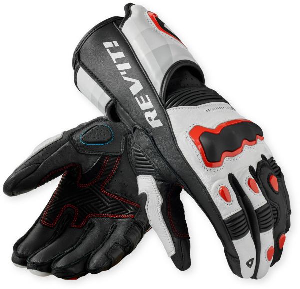 REV'IT! Quantum 3 Motorradhandschuhe Weiß / Neonrot