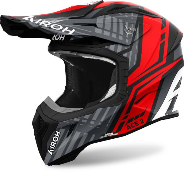 Airoh Aviator Ace 2 Crosshelm Proud Grau / Rot