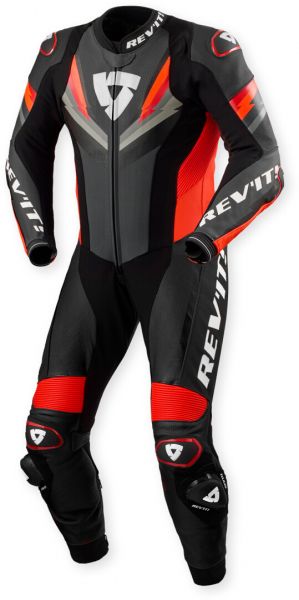 REV'IT! Quantum 3 Lederkombi Einteiler Anthrazit / Neonrot