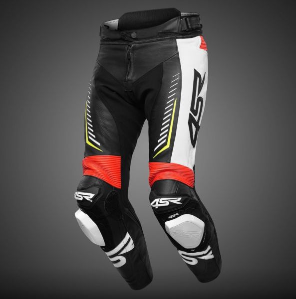4SR TR 3 Evo Neon Motorrad Lederhose Schwarz / Weiß / Rot