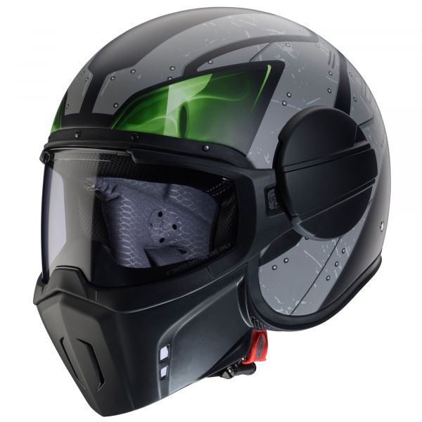 Caberg Ghost X Vyrus Jethelm Mattschwarz / Grau / Fluogrün