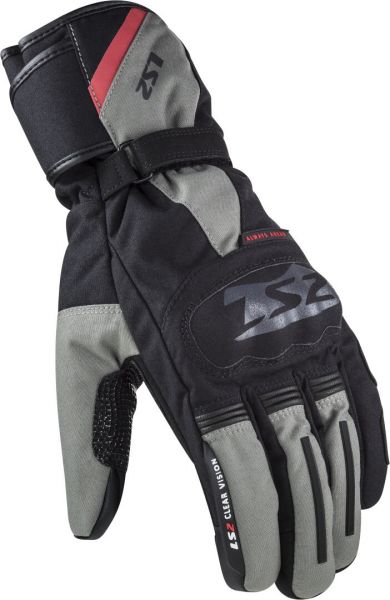 LS2 Snow Motorrad Winter Handschuhe wasserdicht Schwarz / Grau