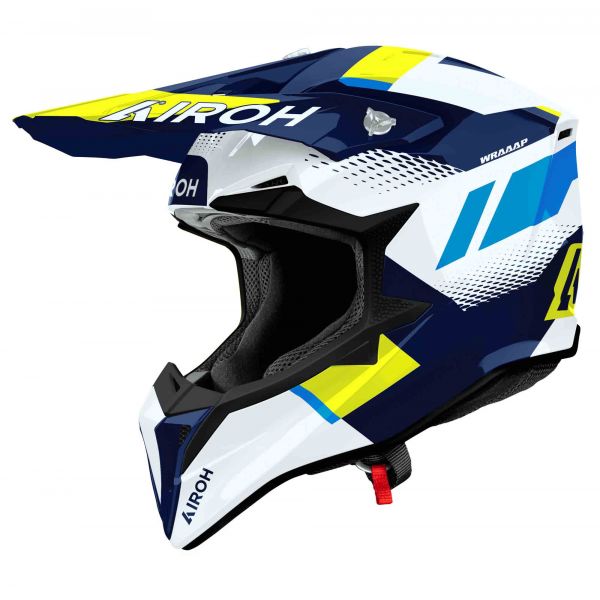 Airoh Wraaap Crosshelm Vision Weiß / Blau / Fluo Gelb