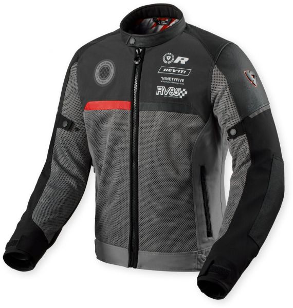 REV'IT! Swiftblade Motorradjacke aus Textil und Leder Schwarz / Rot
