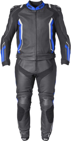 GMS GR-1 Lederkombi Zweiteiler Schwarz / Blau / Weiß