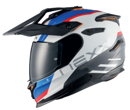 NEXX Y.TRAVl Quest Adventurehelm Weiß / Blau / Rot Gloss
