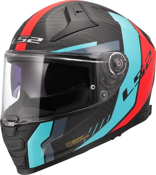 LS2 FF811 Vector II Carbon Integralhelm Grid Matt Rot / Blau - ECE 22-06