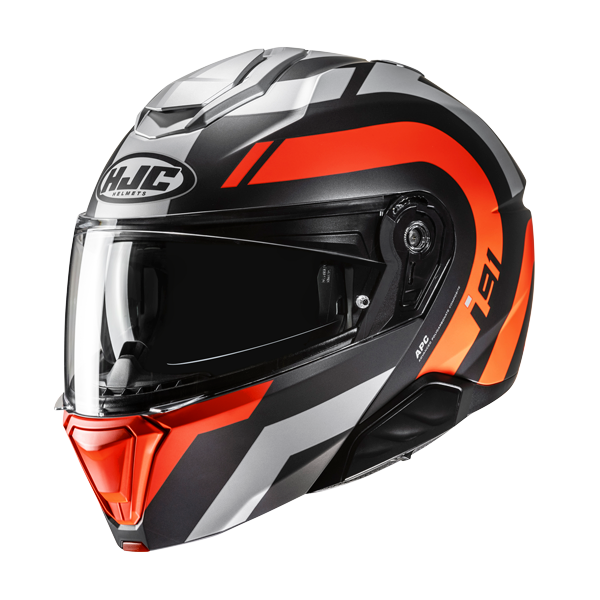 HJC i91 Klapphelm Arven MC3HSF Schwarz / Grau / Neonorange