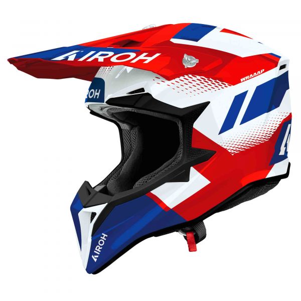 Airoh Wraaap Crosshelm Vision Weiß Blau Rot