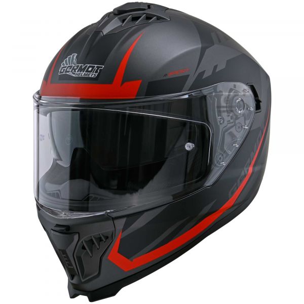 Germot GM 811 Integralhelm Mattschwarz / Gun / Rot