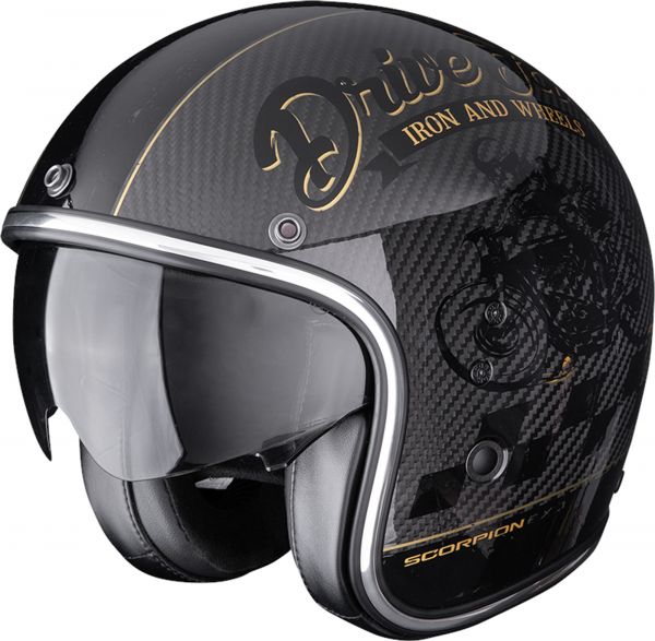 Scorpion Belfast Evo Carbon Jethelm Zippy Schwarz / Gold (ECE 22-06)