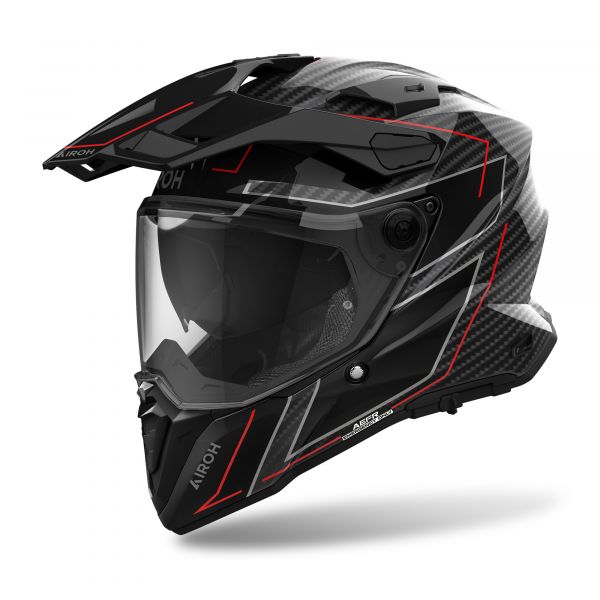Airoh Commander 2 Carbon Stylish Adventurehelm Schwarz / Rot