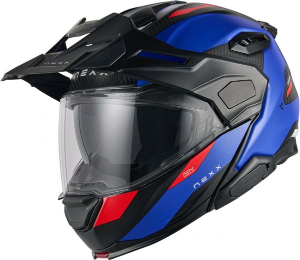 NEXX X.Lifecountry Carbon Klapphelm Terra Blau / Rot Matt