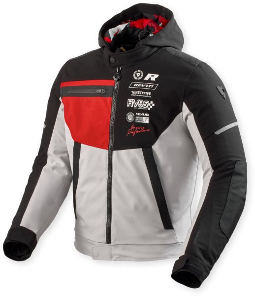 REV'IT! Haste H2O Textiljacke mit Kapuze Schwarz / Rot