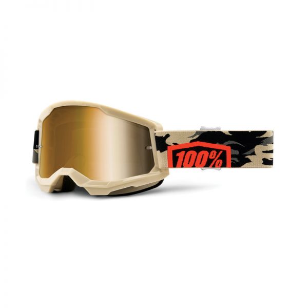 100% Brille Strata 2 Beige / Camo / Gold verspiegelt