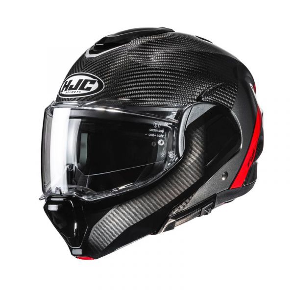 HJC F100 Carbon Klapphelm Stan MC1 Schwarz / Rot