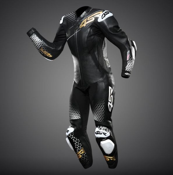 4SR Racing Lady Nova AR Lederkombi Schwarz / Weiß / Gold