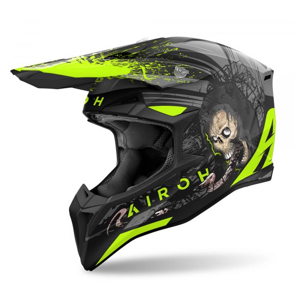 Airoh Wraaap Darkness Crosshelm Mattschwarz / Grau / Fluogelb