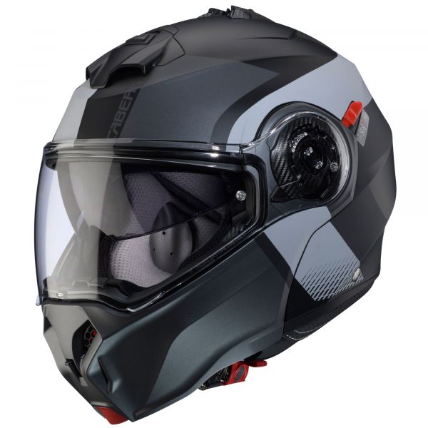 Caberg Duke Evo Indy Klapphelm Mattschwarz / Gun / Metallic Grau