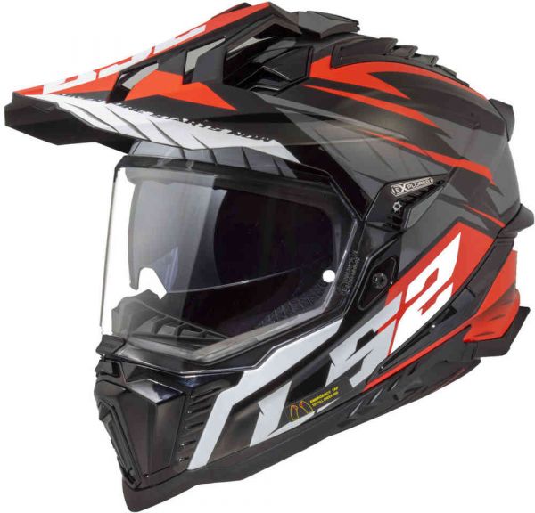 LS2 MX701 Explorer Crosshelm Spire Matt Schwarz / Titanium / Rot