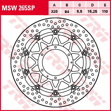Lucas Racing Bremsscheibe ohne ABEMSW265SP