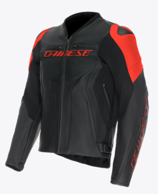 Dainese Racing 5 Lederjacke Schwarz Schwarz Fluorot
