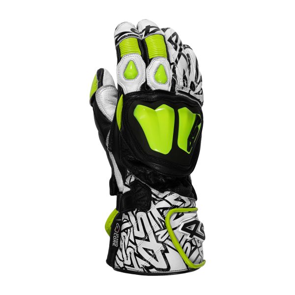 4SR RR Aramid Core White Racing Motorradhandschuh Neongelb / Weiß / Schwarz